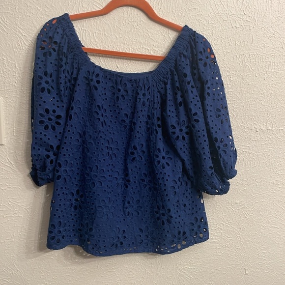 Lilly Pulitzer Kerrigan Elbow Sleeve Eyelet Top - Picture 6 of 6